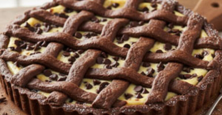 Cuore e ossa protette con la crostata Black&White, ricotta e cioccolato, che porta il buonumore
